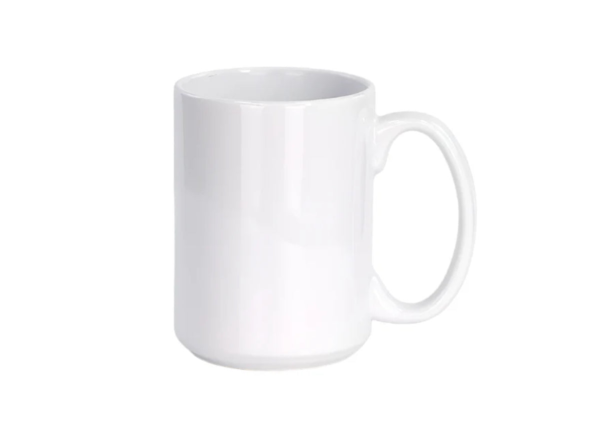 15oz white ceramic coffee mug