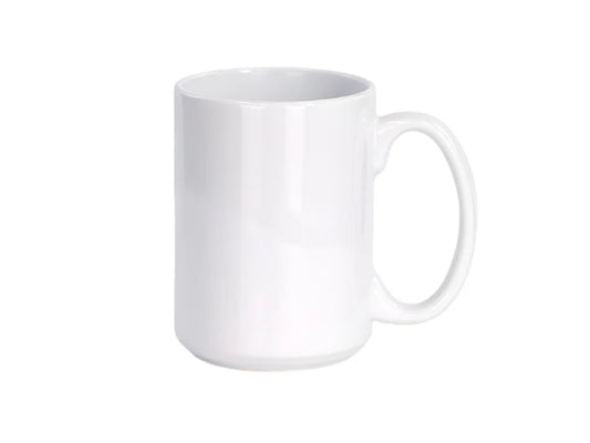 15oz white ceramic coffee mug